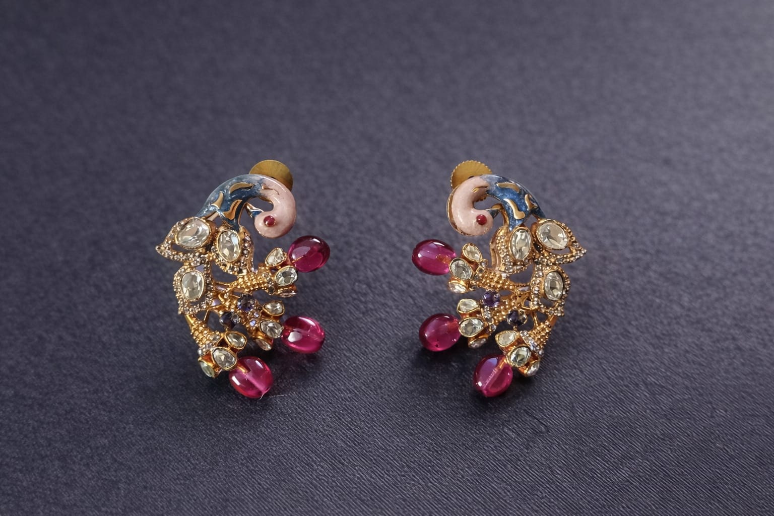 bird design meenakari kundan earrings handmade | ruby stone traditional earrings bird design meenakari kundan earrings handmade | ruby stone traditional earrings