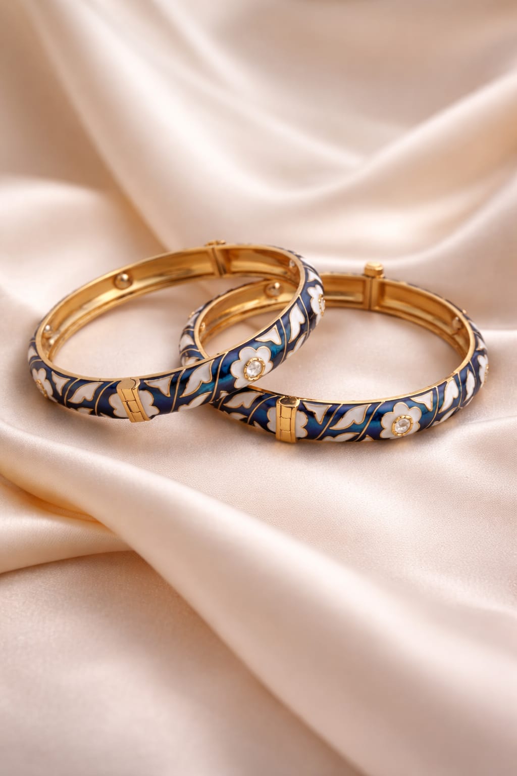 blue meenakari gold plated bangles for women | traditional floral kada bracelet set blue meenakari gold plated bangles for women | traditional floral kada bracelet set