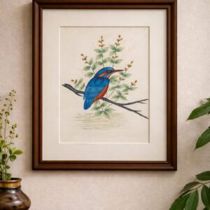 blue kingfisher bird handmade painting | framed wall art