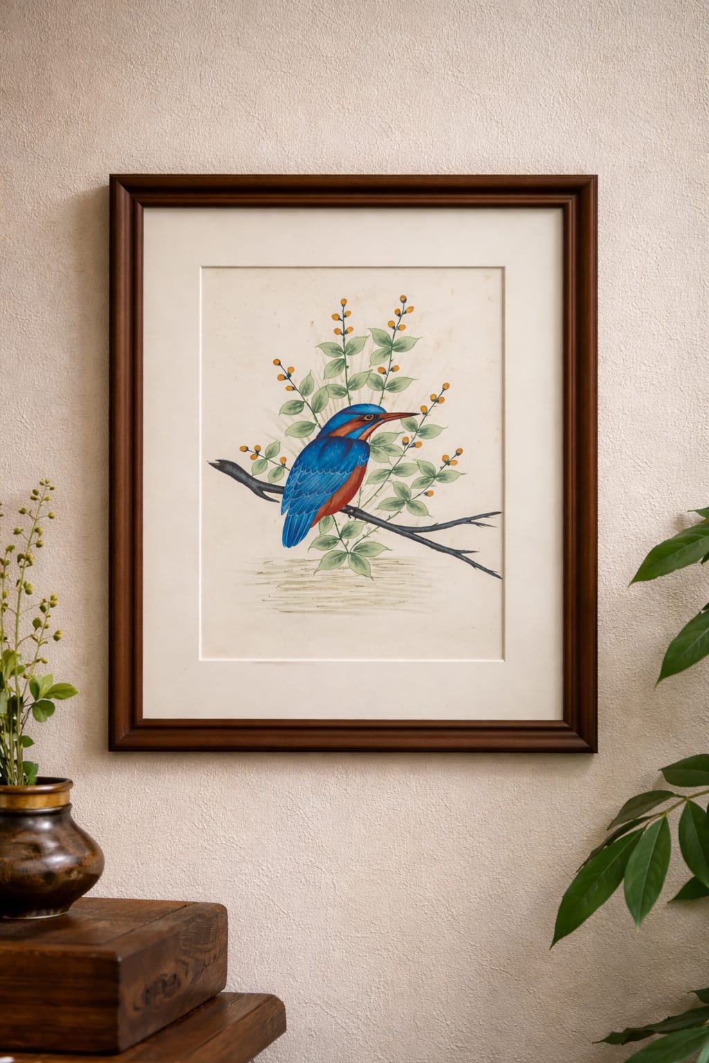 blue kingfisher bird handmade painting | framed wall art blue kingfisher bird handmade painting | framed wall art