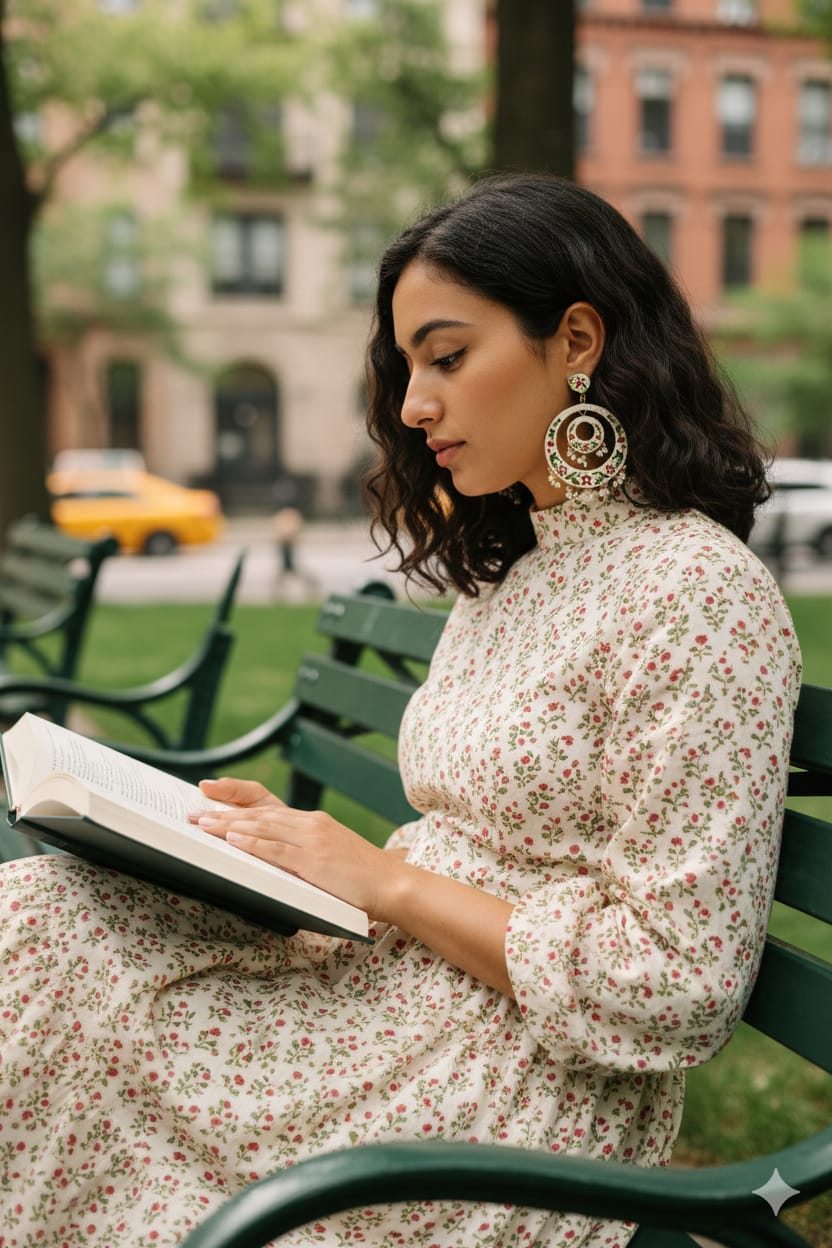 white meenakari floral hoop earrings with pearl drops | handmade ethnic dangle earrings white meenakari floral hoop earrings with pearl drops | handmade ethnic dangle earrings