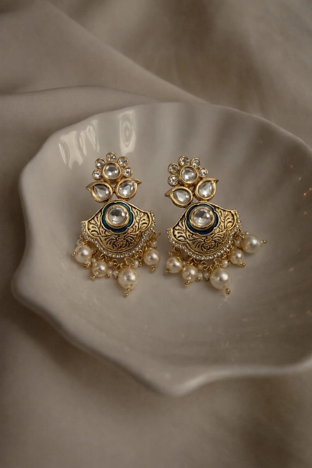 gold pearl jhumka earrings for women | lightweight ethnic drop earrings gold pearl jhumka earrings for women | lightweight ethnic drop earrings