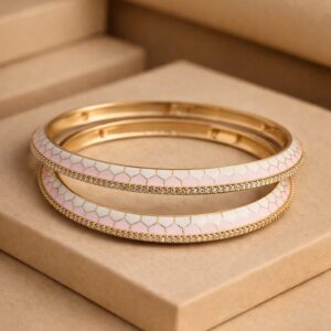 ivory meenakari bangles for women | pink enamel gold plated ethnic kada set
