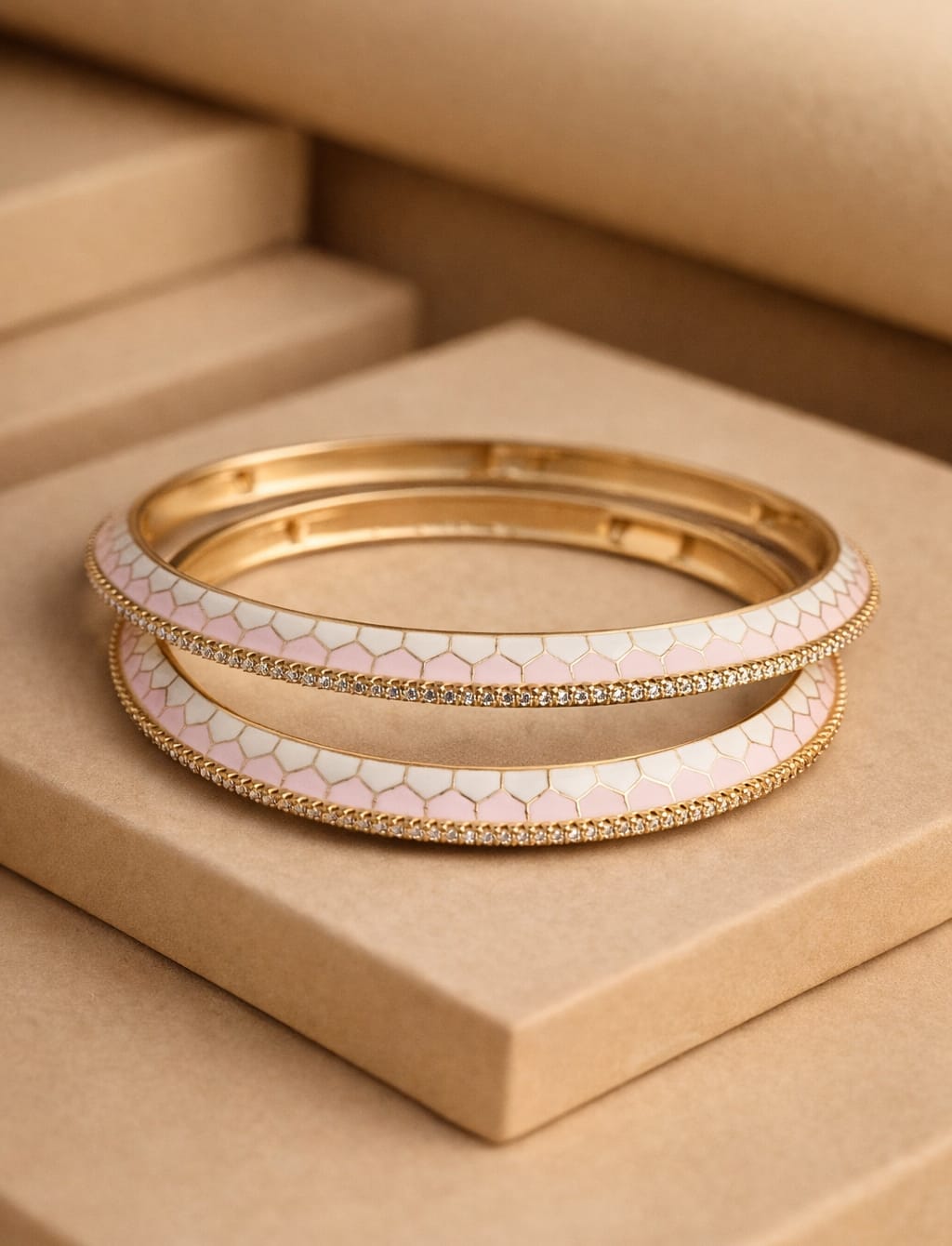 ivory meenakari bangles for women | pink enamel gold plated ethnic kada set ivory meenakari bangles for women | pink enamel gold plated ethnic kada set