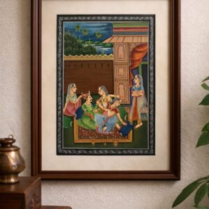 rajput royal court handmade miniature painting | framed rajasthani wall art
