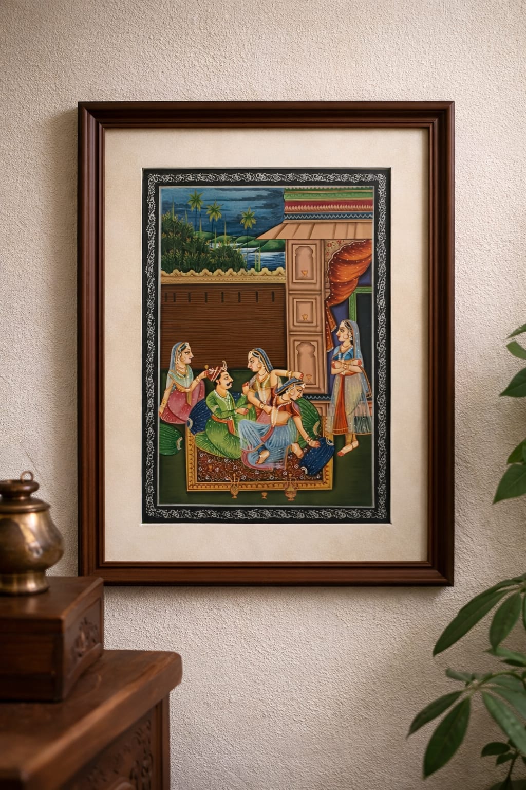 rajput royal court handmade miniature painting | framed rajasthani wall art rajput royal court handmade miniature painting | framed rajasthani wall art