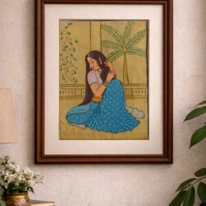 rajput lady miniature painting handmade | framed rajasthani wall art
