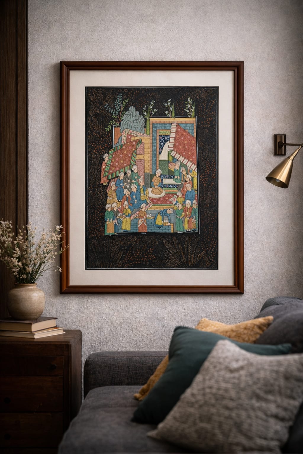 royal court scene miniature painting handmade | framed rajasthani wall art royal court scene miniature painting handmade | framed rajasthani wall art