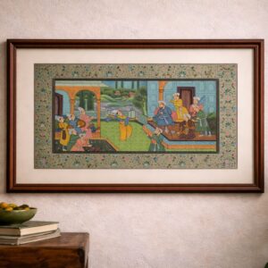 royal durbar celebration miniature painting handmade | framed rajasthani wall art