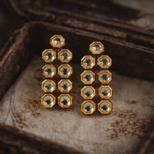 gold kundan long drop earrings for women | statement ethnic dangler earrings for party & wedding