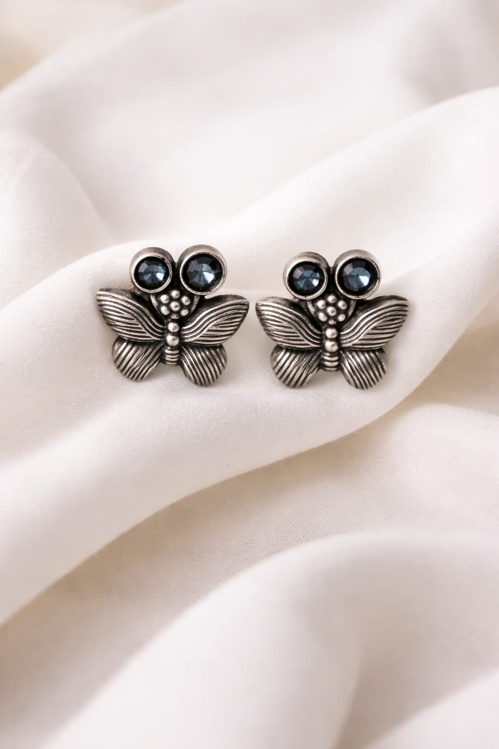 oxidised silver butterfly stud earrings for women | vintage boho minimal jewelry oxidised silver butterfly stud earrings for women | vintage boho minimal jewelry