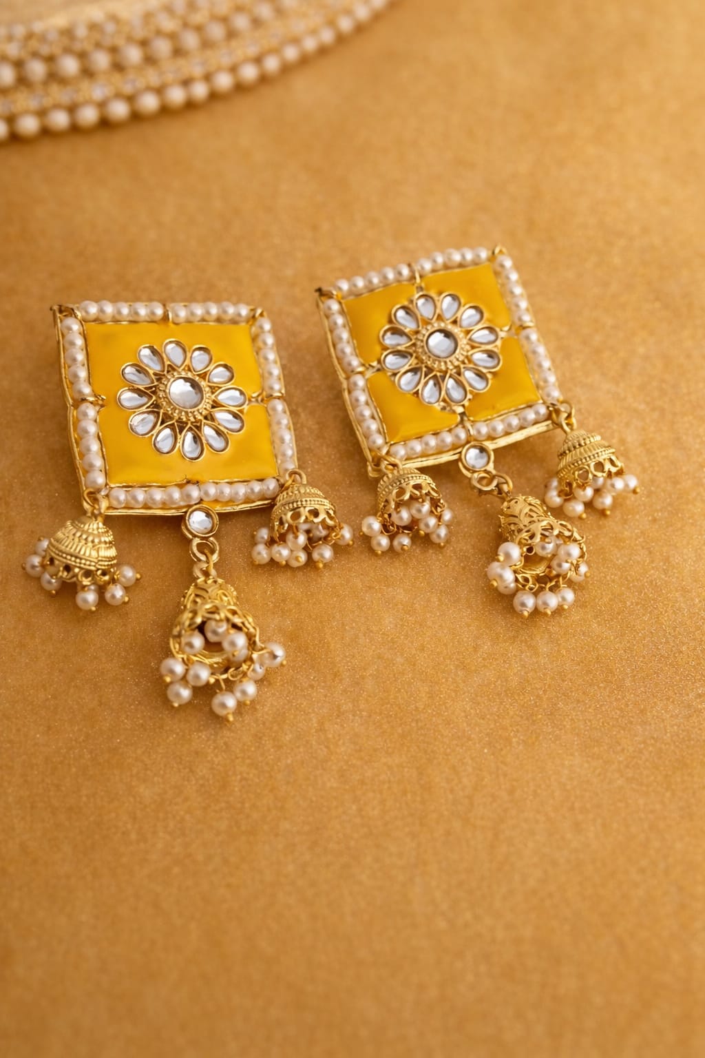 gold pearl cluster jhumka earrings for women | traditional ethnic lightweight jhumka earrings gold pearl cluster jhumka earrings for women | traditional ethnic lightweight jhumka earrings