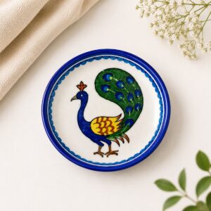blue pottery peacock