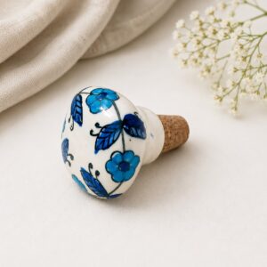 blue pottery wine bottle cap