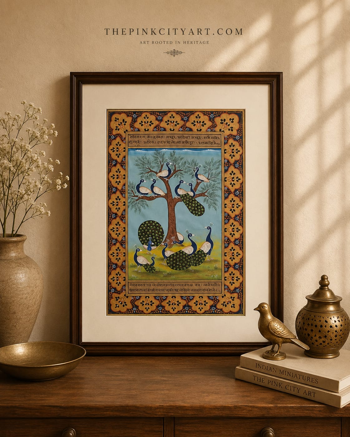 royal peacock garden – traditional indian miniature painting royal peacock garden – traditional indian miniature painting